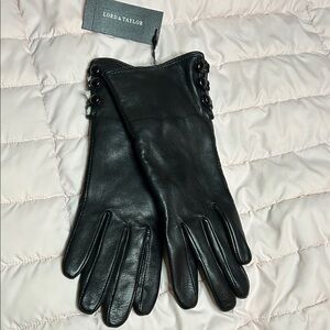 Lord & Taylor Elegant Black Leather Gloves